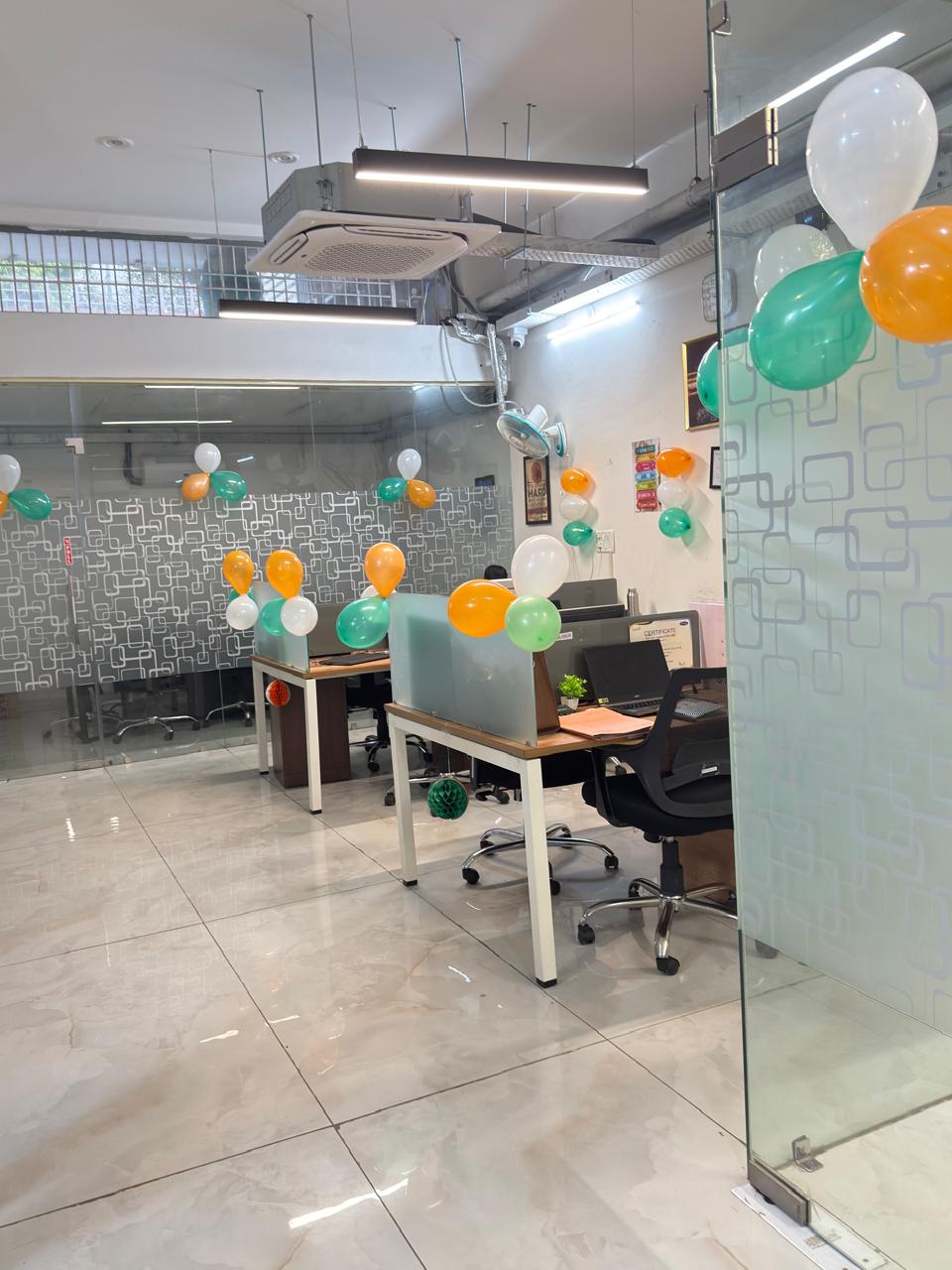 Workstations and cabins at Vybrix Noida office